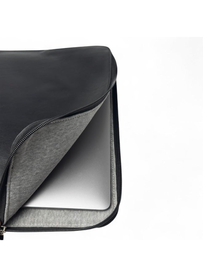 Emery Aegis 14/16-Inch Leather Laptop Sleeve | Professional Folio for MacBook Pro & Laptops | Full-Grain Leather with Secure Zip Closure (Black, Large) - Image 3